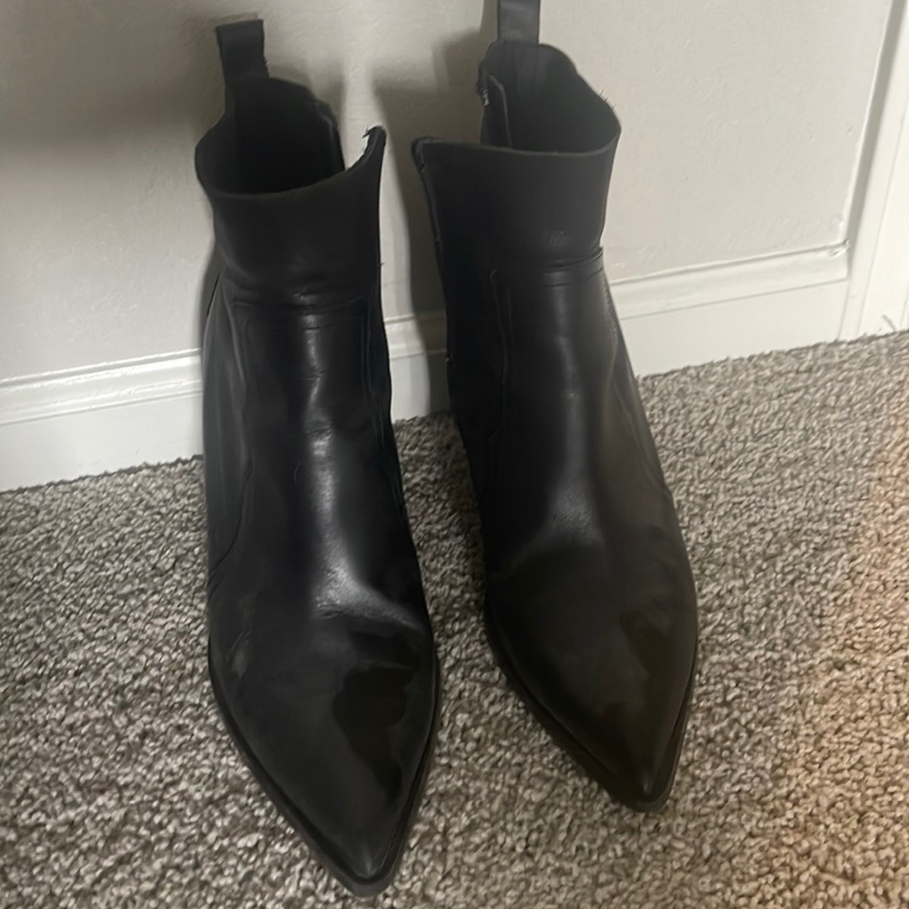 Black leather western style booties